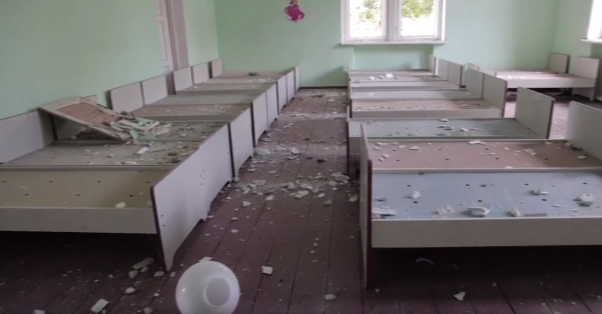 Preschool damaged in Ukraine