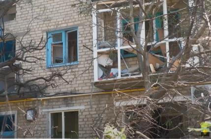 Damaged residential buildings Donetsk oblast Kurakhove town