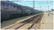 Railways cars filled with wheat in Ukrain, in the town of Melitopol